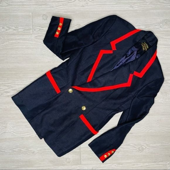 giorgio sant angelo gold collection nautical skirt suit black w/ red trim sz 8 - Picture 8 of 10